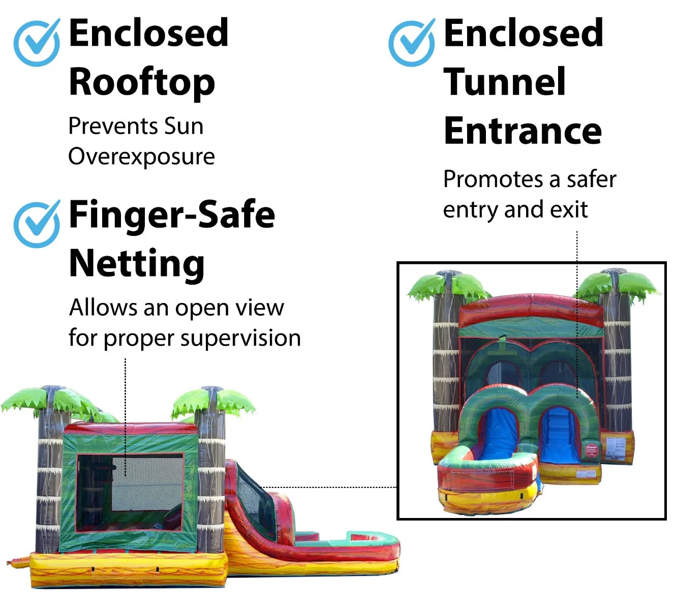 Kids Inflatable Water Slide Bounce House Combo with Blower, Tropical Fire Marble