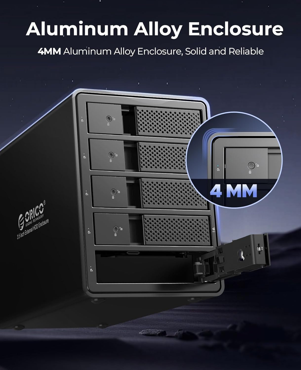 5 Bay Raid Hard Drive Enclosure Aluminum USB 3.0 to SATA Hard Drive Tray Less Docking Station Max up to 100TB Support RAID 0/1/3/5/10/JBOD Single Mode, Designed with Safety Lock-9558Ru3