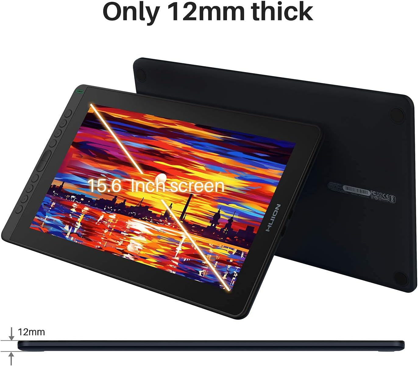 KAMVAS 16 Graphics Drawing Tablet with Screen Full-Laminated Graphic Monitor with Battery-Free Stylus Tilt 10 Hot Keys Adjustable Stand, 15.6Inch Pen Display for Pc/Mac/Android/Linux, Black