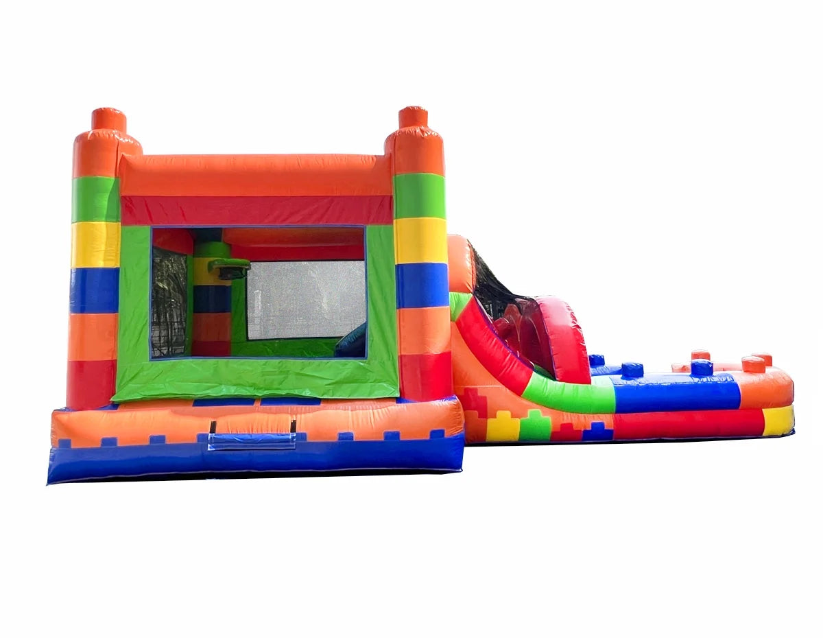 Kids Inflatable Water Slide Bounce House Combo with Blower, Building Block