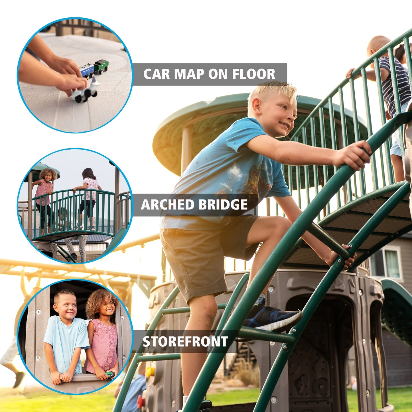 Kid'S Double Adventure Tower with Bridge and Climbing Walls (90971)