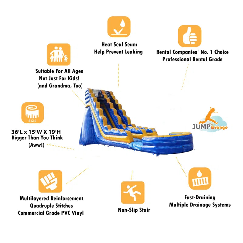 19 FT Amazon River Water Slide with Attached Pool for Kids and Adults (With Blower)