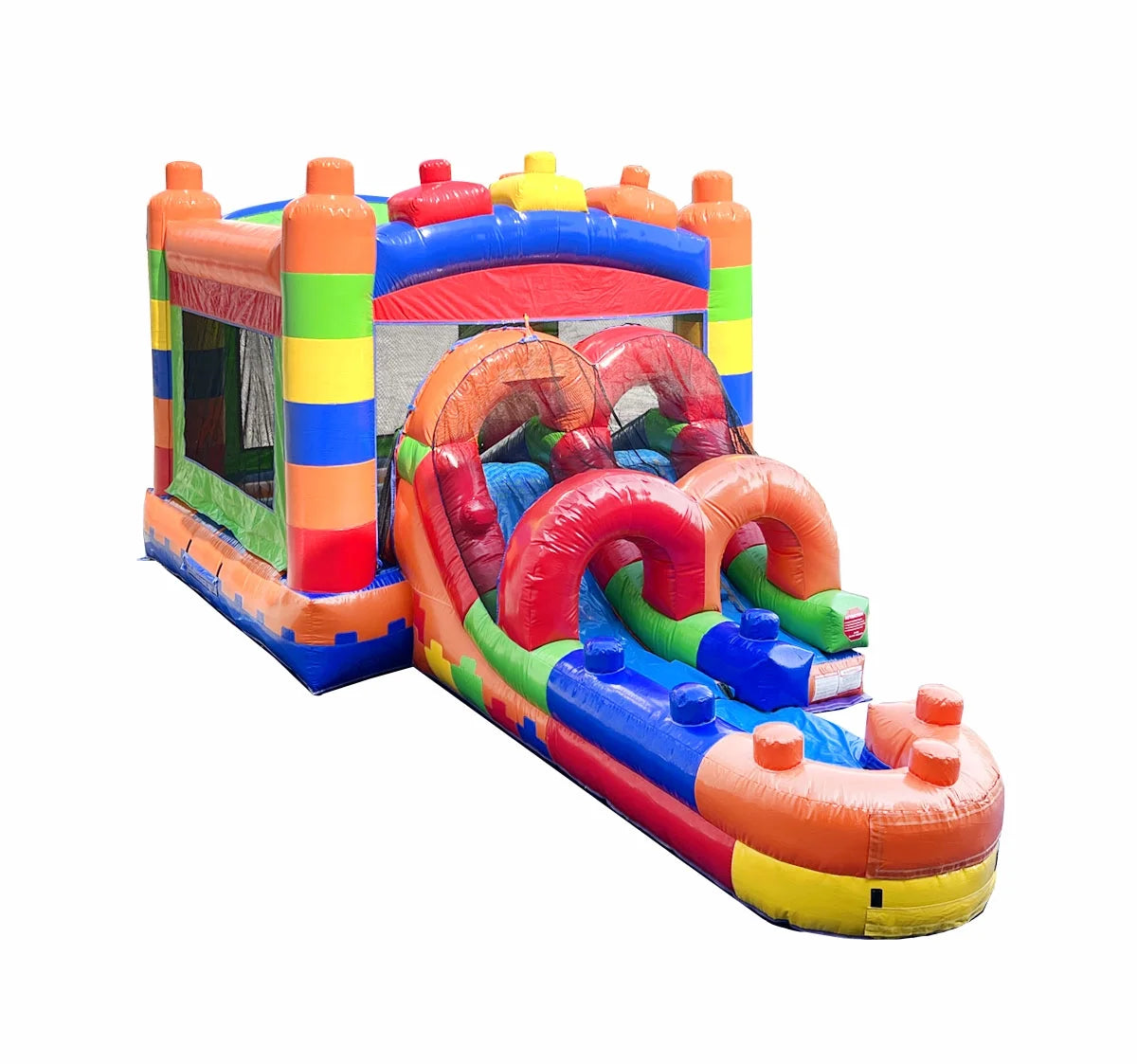 Kids Inflatable Water Slide Bounce House Combo with Blower, Building Block