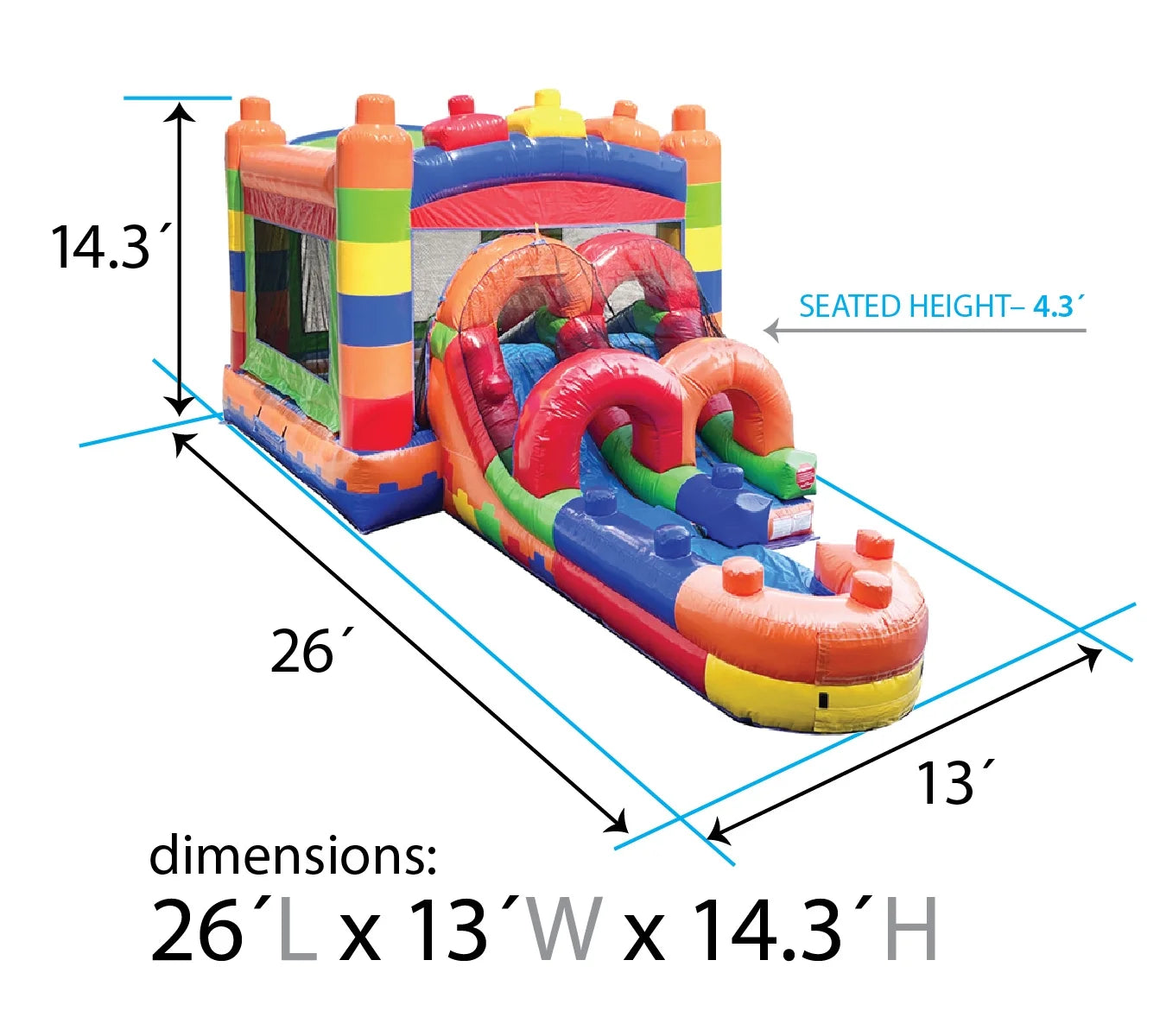 Kids Inflatable Water Slide Bounce House Combo with Blower, Building Block