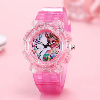 LED Flash Frozen Princess Elsa Children Cartoon Watches Spiderman Colorful Light Boys Watch Girls Kids Clock Wristwatch