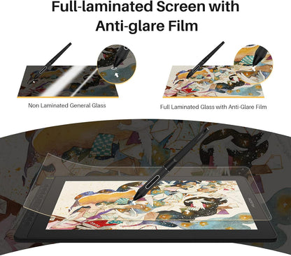 KAMVAS 16 Graphics Drawing Tablet with Screen Full-Laminated Graphic Monitor with Battery-Free Stylus Tilt 10 Hot Keys Adjustable Stand, 15.6Inch Pen Display for Pc/Mac/Android/Linux, Black