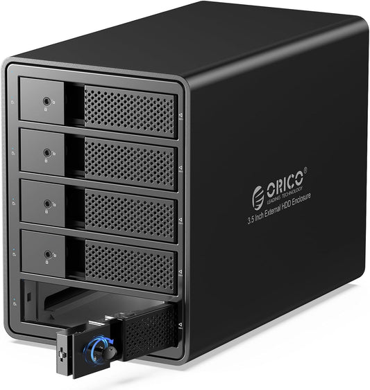 5 Bay Raid Hard Drive Enclosure Aluminum USB 3.0 to SATA Hard Drive Tray Less Docking Station Max up to 100TB Support RAID 0/1/3/5/10/JBOD Single Mode, Designed with Safety Lock-9558Ru3