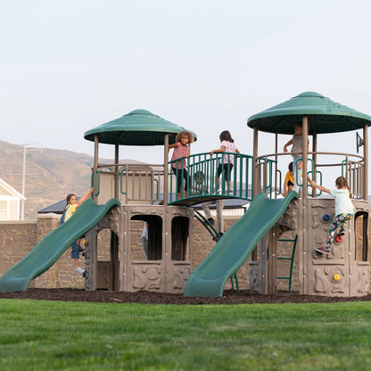 Kid'S Double Adventure Tower with Bridge and Climbing Walls (90971)