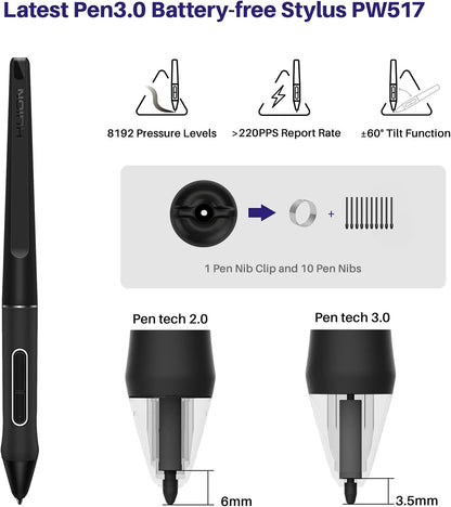 KAMVAS 16 Graphics Drawing Tablet with Screen Full-Laminated Graphic Monitor with Battery-Free Stylus Tilt 10 Hot Keys Adjustable Stand, 15.6Inch Pen Display for Pc/Mac/Android/Linux, Black